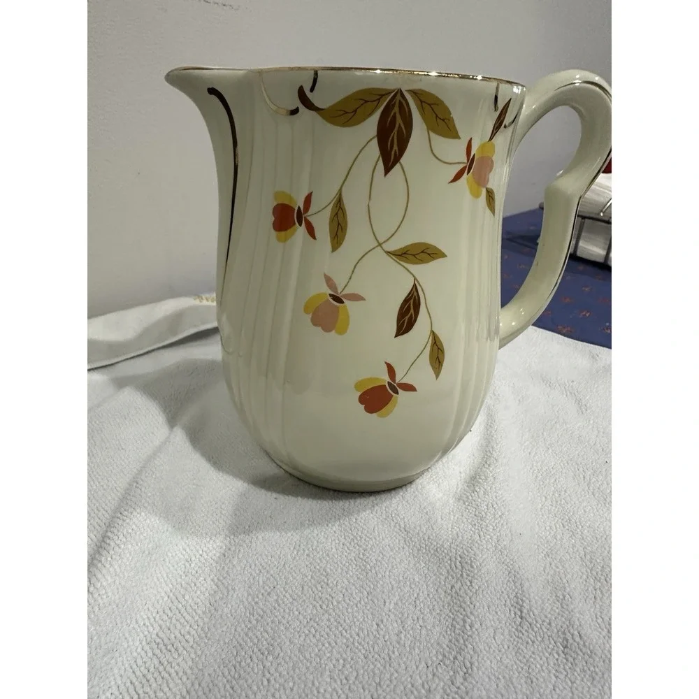 Hall's Coffee Tea Pot Base Pitcher Jewel Homemakers Floral Ribbed 7